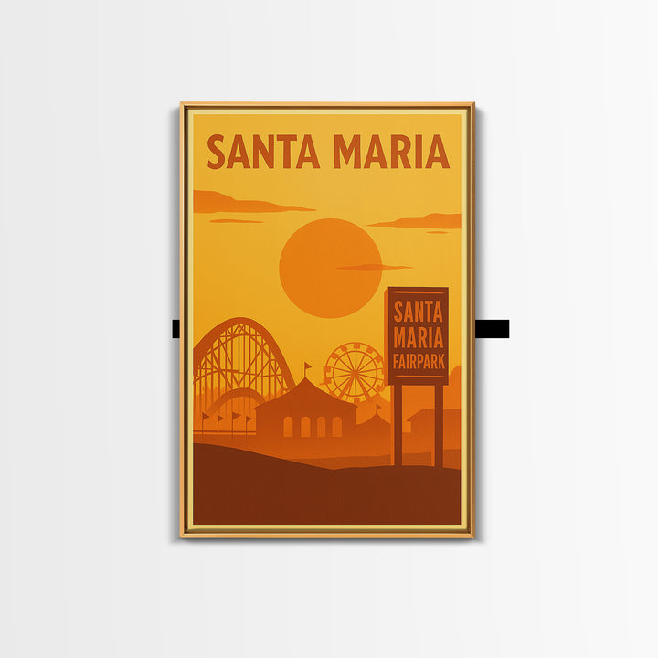 Santa Maria California Travel Poster, Canvas Print, Golden Travel Poster Art, Santa Maria Wall Art, Travel Poster Art, City Travel Prints