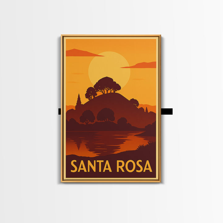 Santa Rosa Travel Poster, Canvas Print, Golden Travel Poster Art, Santa Rosa Wall Art, Gift For Travelers, Travel Wall Decor, Wall Art