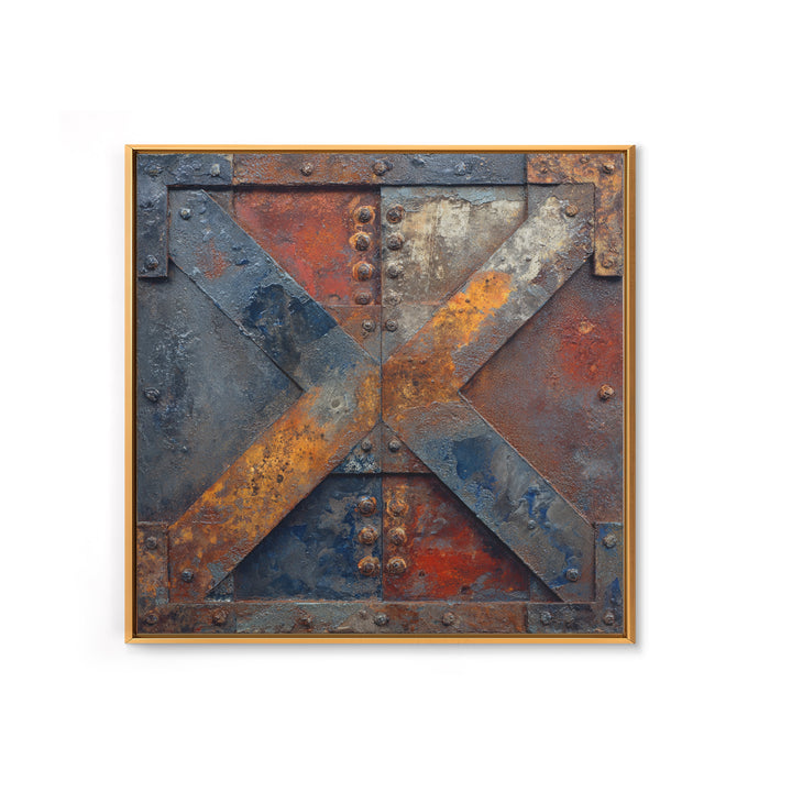 Steel and Rust Texture Abstract Panel Canvas Print, Garage Art, Car Poster, Garage Decor, Abstract Art, Motor, Game Room Art, GAR-1x1-23