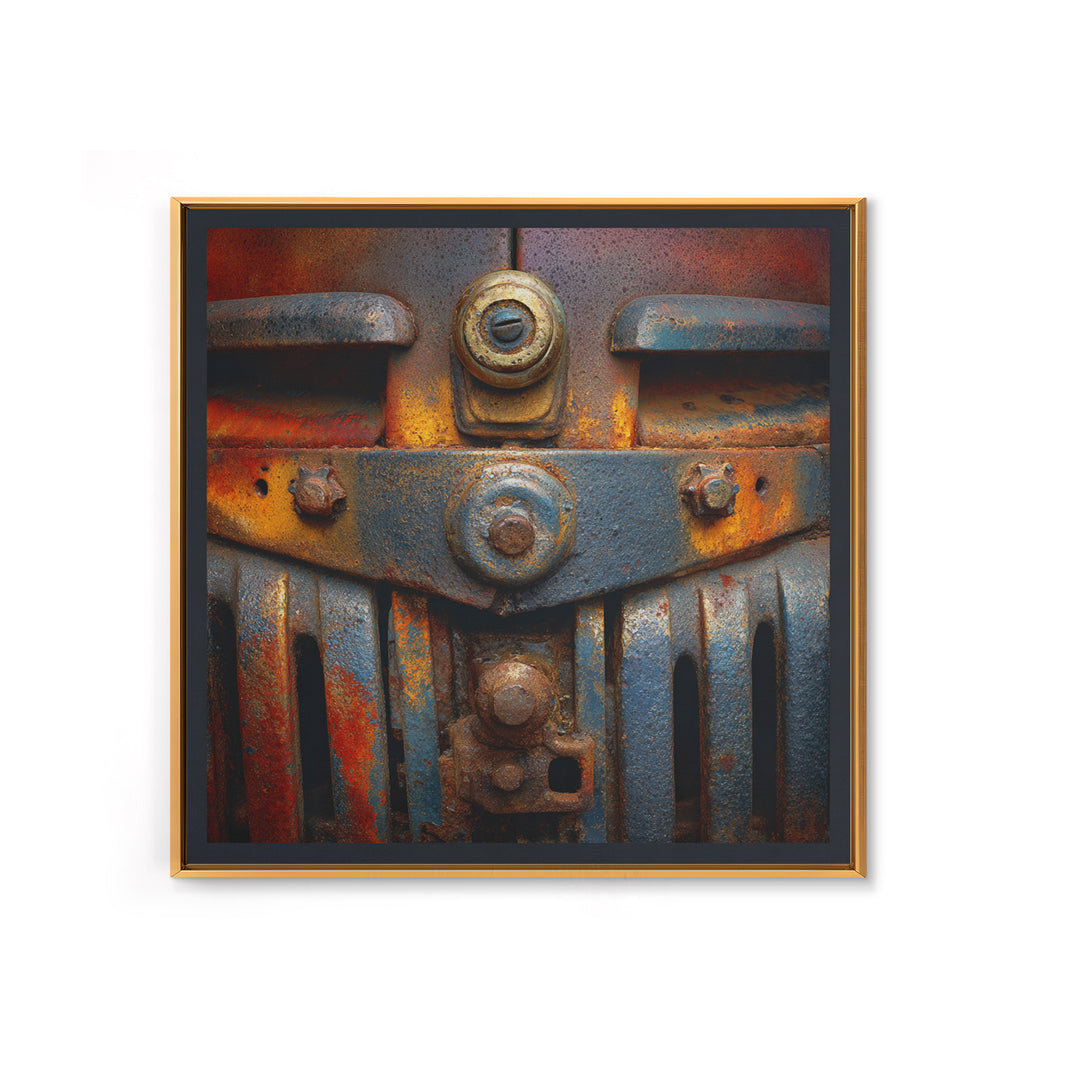 Pickup Truck in Dusty Sunset Light Framed Canvas Print, Garage Art, Tattoo Art, Garage Decor, Oil Painting, Motor, GAR-1x1-61