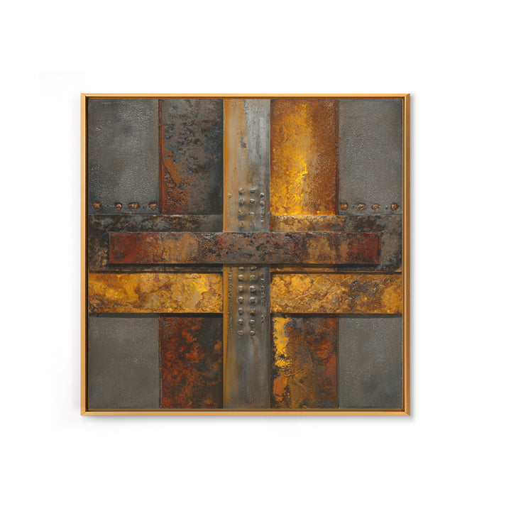 Steel and Rust Texture Abstract Panel Framed Canvas Print, Garage Art, Garage Decor, Abstract Art, Motor, Art Print, Room Decor, GAR-1x1-71