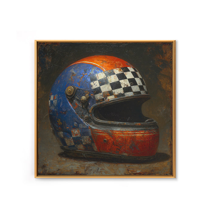 Racing Helmet with Checkered Flag Pattern Canvas Print, Garage Art, Garage Art Poster, Garage Decor, Fine Art, Motor, GAR-1x1-92