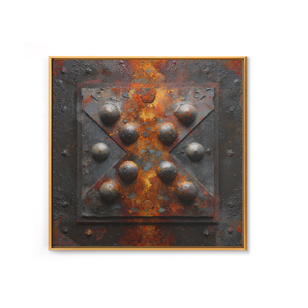 Steel and Rust Texture Abstract Panel Canvas Print, Garage Art, Neutral Decor, Garage Decor, Abstract Art, Motor, Wall Art, GAR-1x1-95