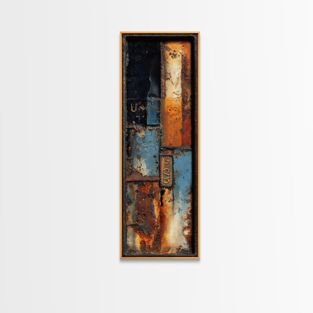 Rusty License Plate Collage Framed Canvas Print, Garage Art, Luxury Decor, Garage Decor, Fine Art, Motor, Large Wall Art, GAR-1x3-20
