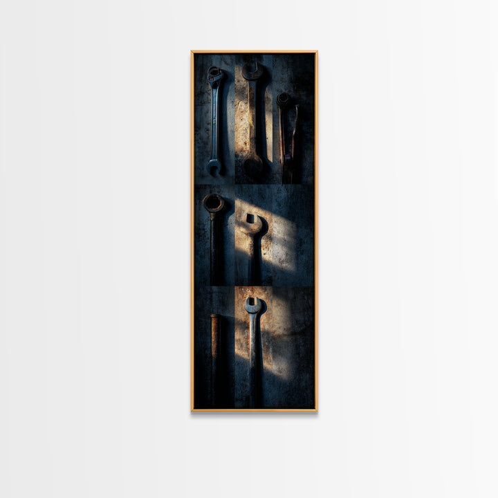 Garage Tool Silhouettes Arranged as Graphic Icons Canvas Print, Garage Art, Garage Art Poster Download, Garage Decor, Motor, GAR-1x3-26