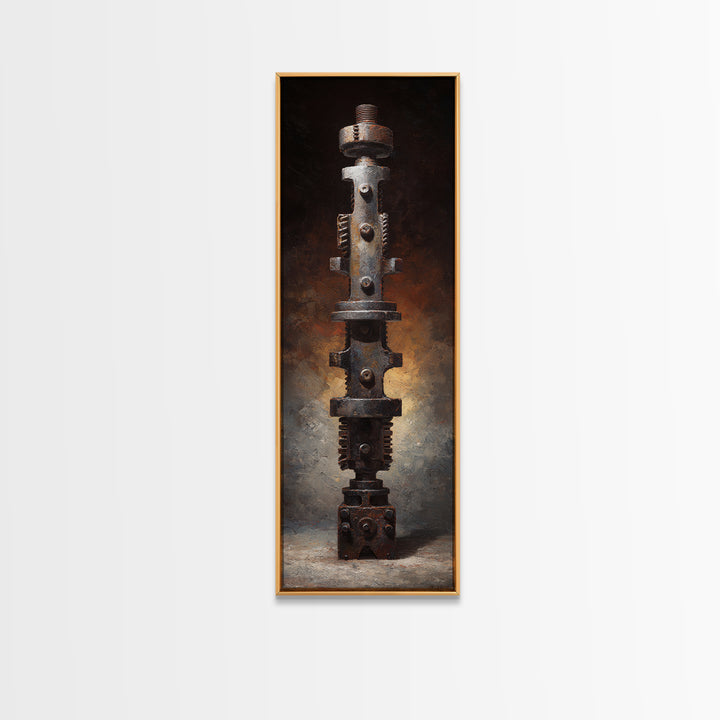 Camshaft and Gears Industrial Still Life Framed Canvas Print, Garage Art, Game Room Art, Garage Decor, Fine Art, Motor, GAR-1x3-75