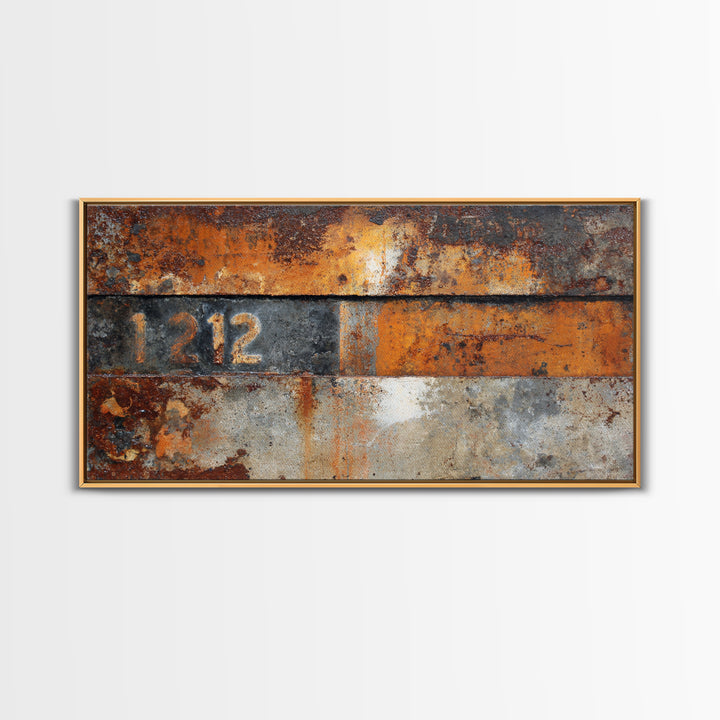 Rusty License Plate Collage Framed Canvas Print, Garage Art, Minimalist Decor, Garage Decor, Fine Art, Motor, Metal Art, GAR-2x1-28