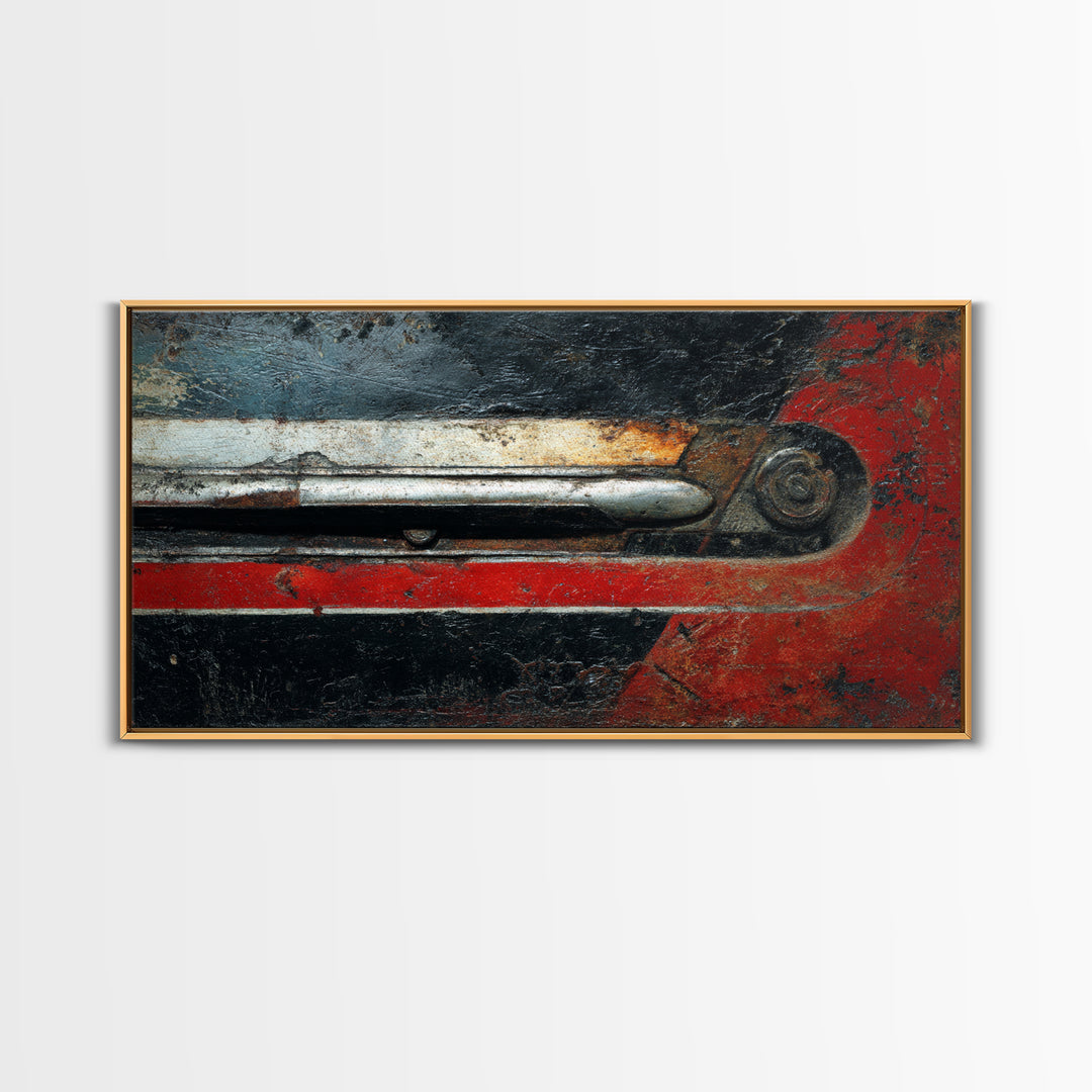Black and Red Racing Stripe Abstraction Framed Canvas Print, Garage Art, Luxury Decor, Garage Decor, Abstract Art, Motor, GAR-2x1-8