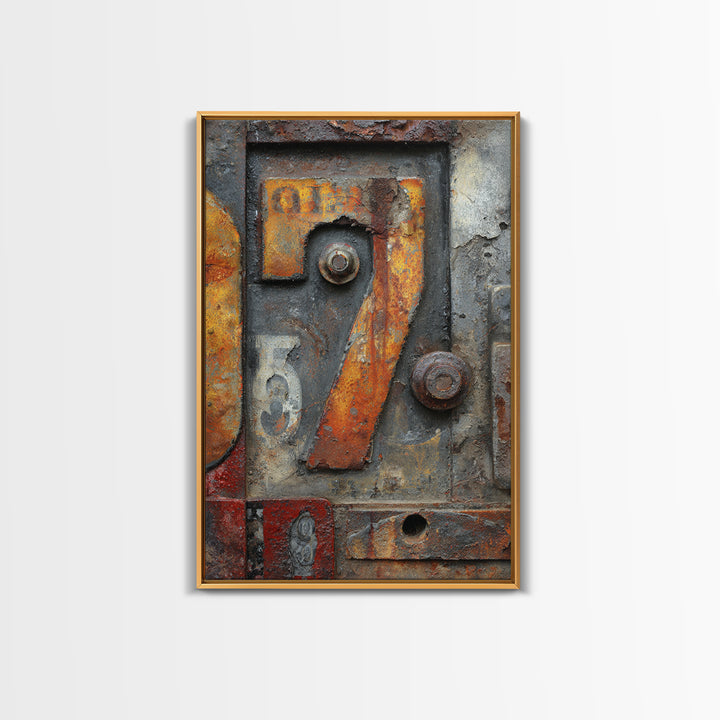 Rusty License Plate Collage Framed Canvas Print, Garage Art, Canvas Wall Art, Garage Decor, Fine Art, Motor, Autumn Wall Art, GAR-2x3-88