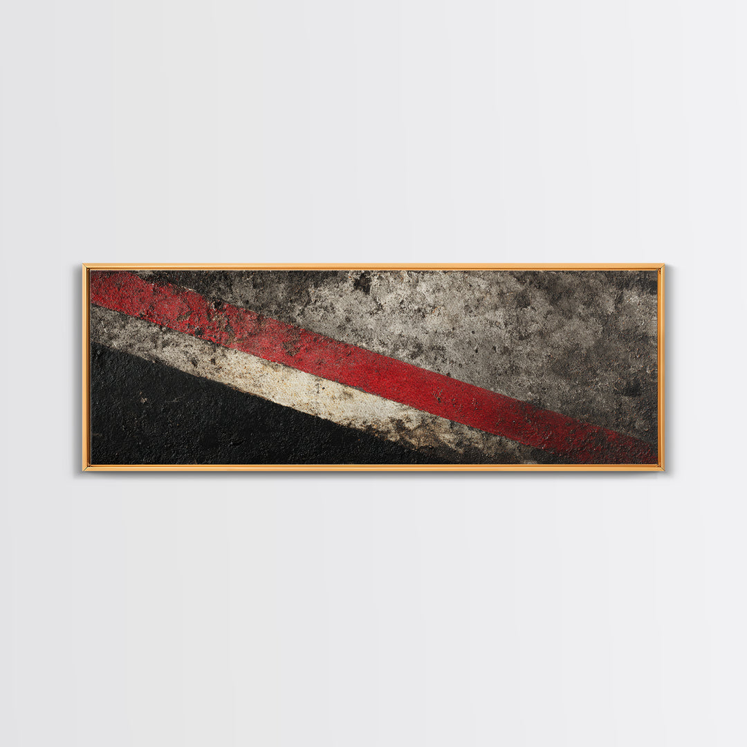 Black and Red Racing Stripe Abstraction Canvas Print, Garage Art, Modern Decor, Garage Decor, Fine Art, Motor, Home Decor, GAR-3x1-100