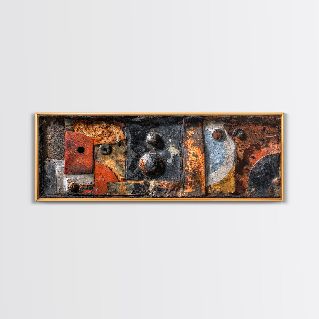 Rusty License Plate Collage Canvas Print, Garage Art, Garage Decor, Fine Art, Motor, Room Decor, Textured Painting, GAR-3x1-24