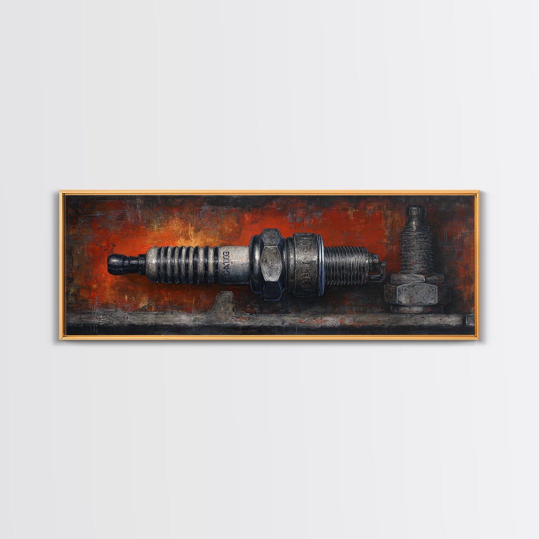 Spark Plug Botanical Specimen Drawing Canvas Print, Garage Art, Canvas Print, Garage Decor, Fine Art, Motor, Garage Art Pinup, GAR-3x1-86