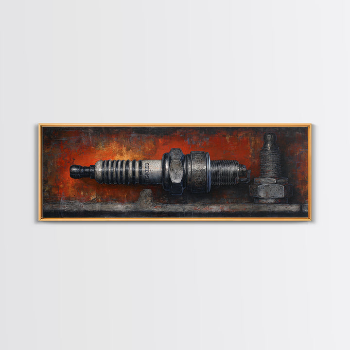 Spark Plug Botanical Specimen Drawing Canvas Print, Garage Art, Canvas Print, Garage Decor, Fine Art, Motor, Garage Art Pinup, GAR-3x1-86