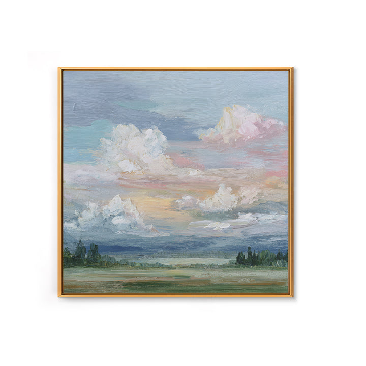 Romantic Cloudscape in Blush and Ivory Framed Canvas Print, Guest Bedroom Art, Digital Print, Bedroom Decor, Fine Art, Guest, GBA-1x1-11