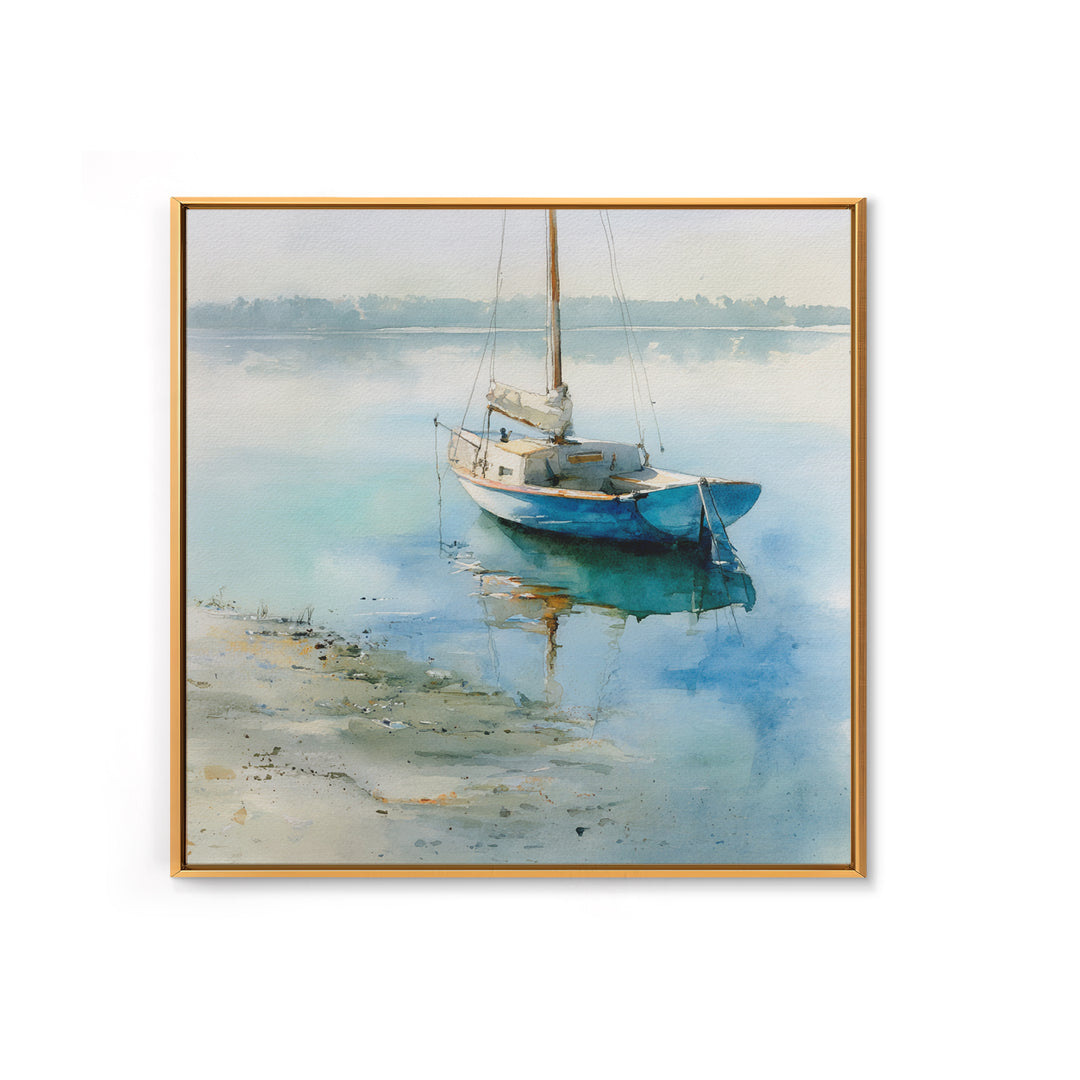 Soft Watercolor Sailboat on Quiet Water Canvas Print, Guest Bedroom Art, Pink Wall Art, Bedroom Decor, Fine Art, Guest, GBA-1x1-18