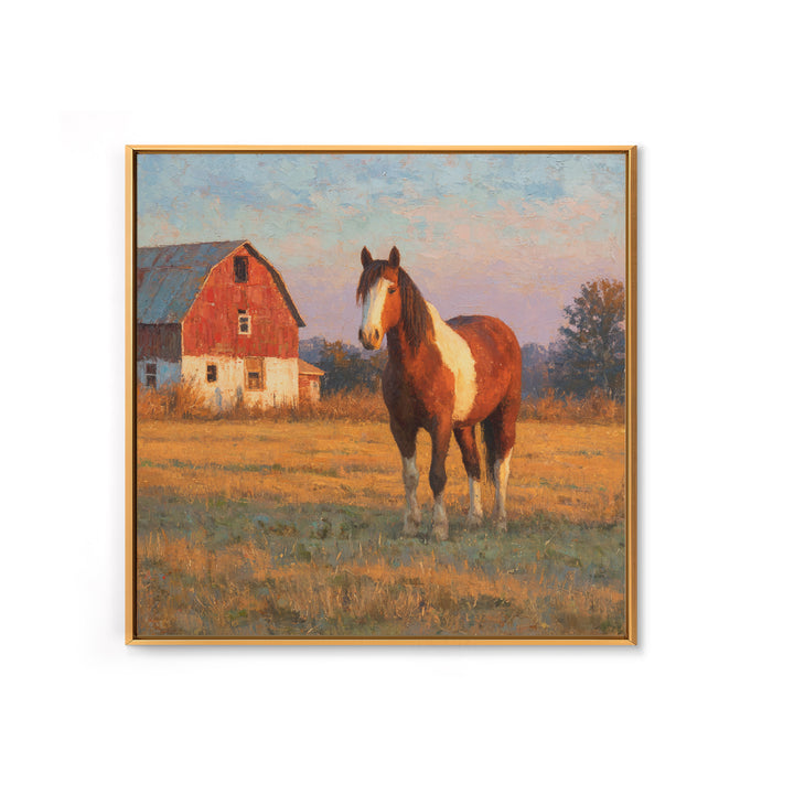 Quiet Horse Pasture at Sunset Framed Canvas Print, Guest Bedroom Art, Downloadable Prints, Bedroom Decor, Fine Art, Guest, GBA-1x1-21