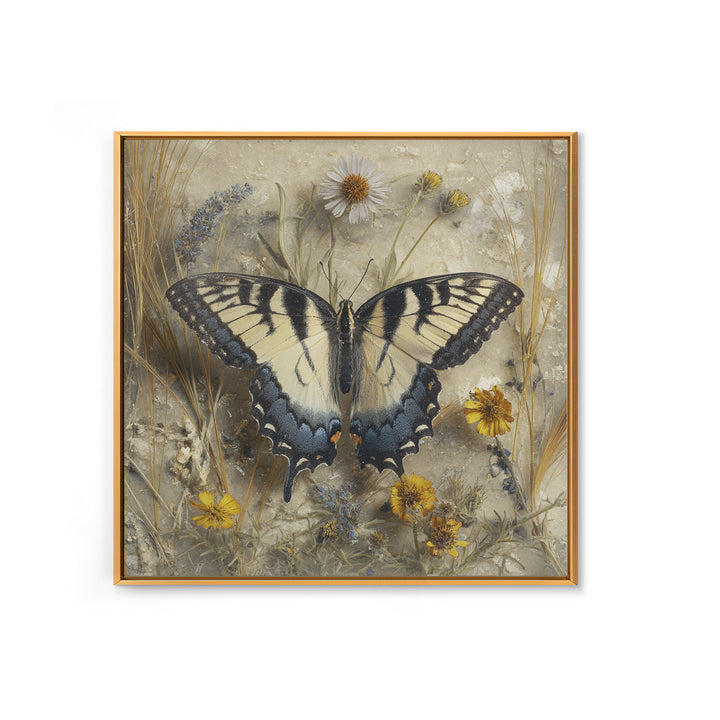 Garden Butterfly and Flowers Specimen Study Canvas Print, Guest Bedroom Art, Wall Art Prints, Bedroom Decor, Fine Art, Guest, GBA-1x1-23