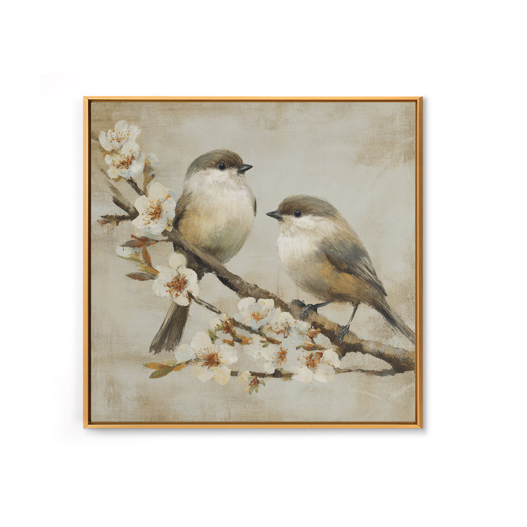 Small Bird Pair on Flowering Branch Framed Canvas Print, Guest Bedroom Art, Home, Bedroom Decor, Guest, Bedroom Wall Art, GBA-1x1-28