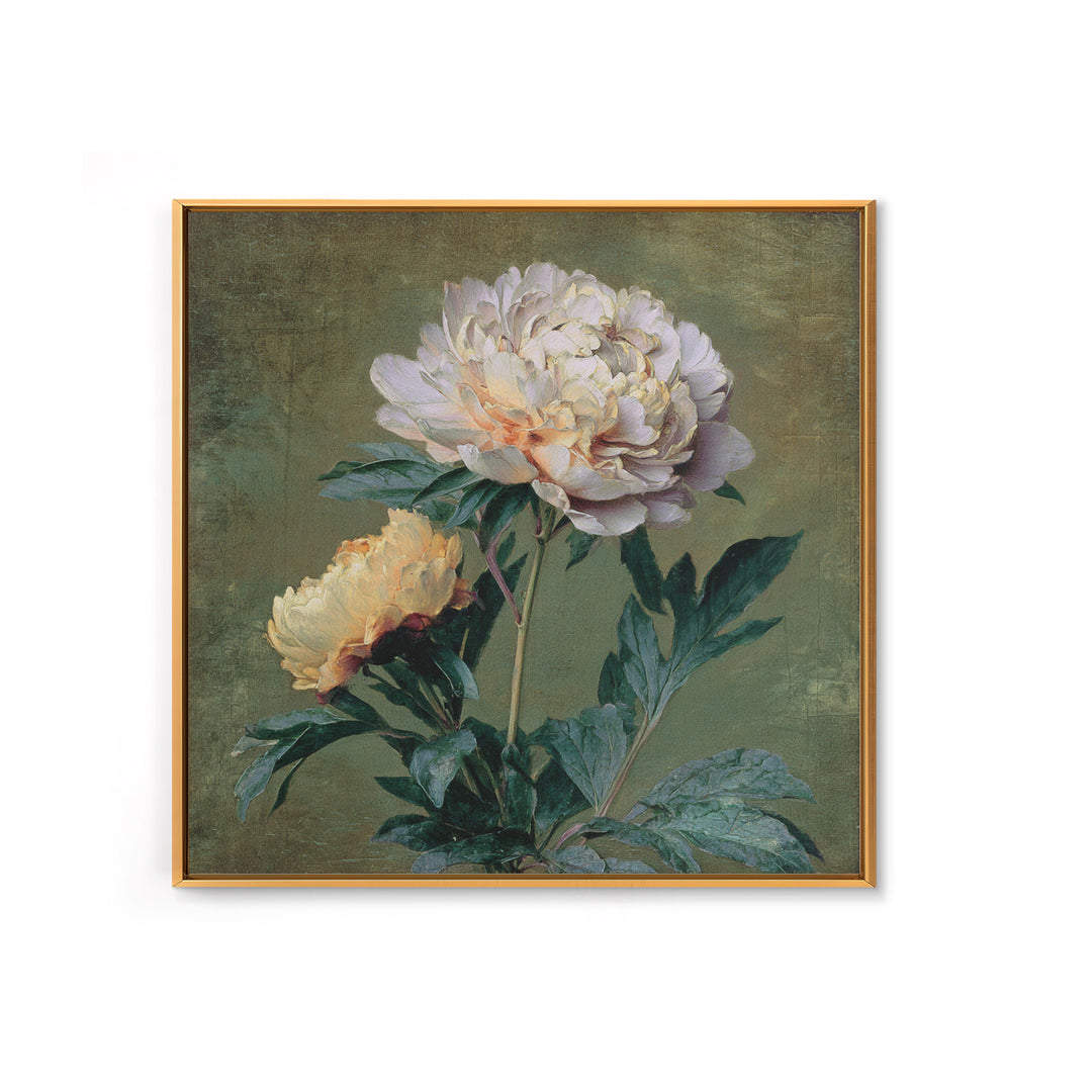 Neutral Peony Painting Framed Canvas Print, Guest Bedroom Art, Statement Artwork, Bedroom Decor, Fine Art, Guest, Wall Decor, GBA-1x1-33