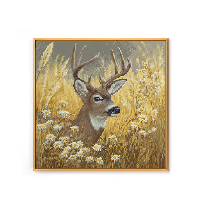 Sunlit Meadow with Delicate Flowers Framed Canvas Print, Guest Bedroom Art, Living Room Wall Art, Bedroom Decor, Guest, GBA-1x1-39