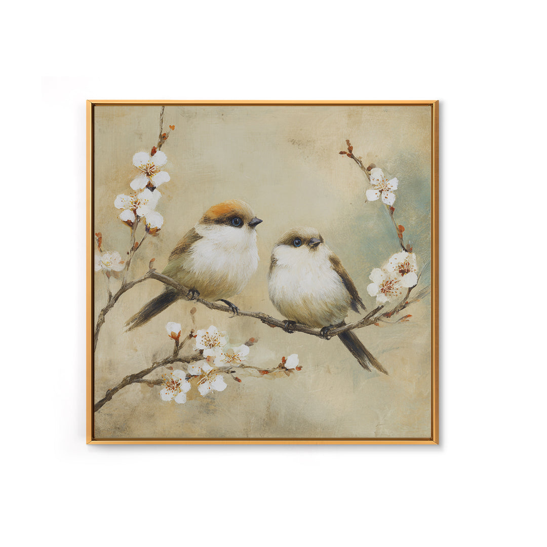 Small Bird Pair on Flowering Branch Canvas Print, Guest Bedroom Art, Home Decor, Bedroom Decor, Fine Art, Guest, Printable Art, GBA-1x1-4