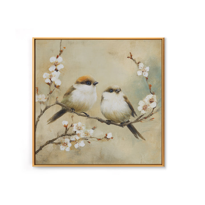 Small Bird Pair on Flowering Branch Canvas Print, Guest Bedroom Art, Home Decor, Bedroom Decor, Fine Art, Guest, Printable Art, GBA-1x1-4