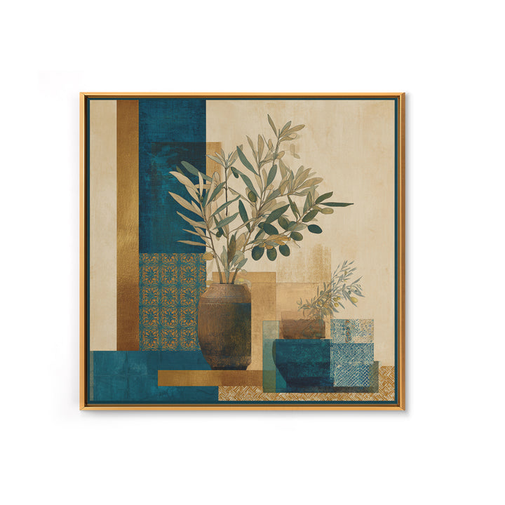 Olive Branch Still Life Framed Canvas Print, Guest Bedroom Art, Gallery Decor, Bedroom Decor, Oil Painting, Guest, GBA-1x1-41