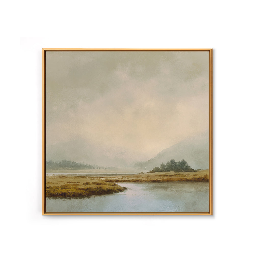 Soft Mountain Horizon Framed Canvas Print, Guest Bedroom Art, Bedroom Decor, Oil Painting, Guest, Above Bed Decor, GBA-1x1-7