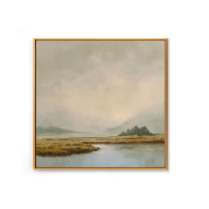 Soft Mountain Horizon Framed Canvas Print, Guest Bedroom Art, Bedroom Decor, Oil Painting, Guest, Above Bed Decor, GBA-1x1-7