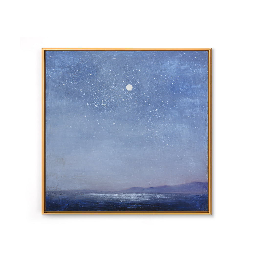 Minimal Moon and Stars Composition Framed Canvas Print, Guest Bedroom Art, Textured Painting, Bedroom Decor, Fine Art, Guest, GBA-1x1-88