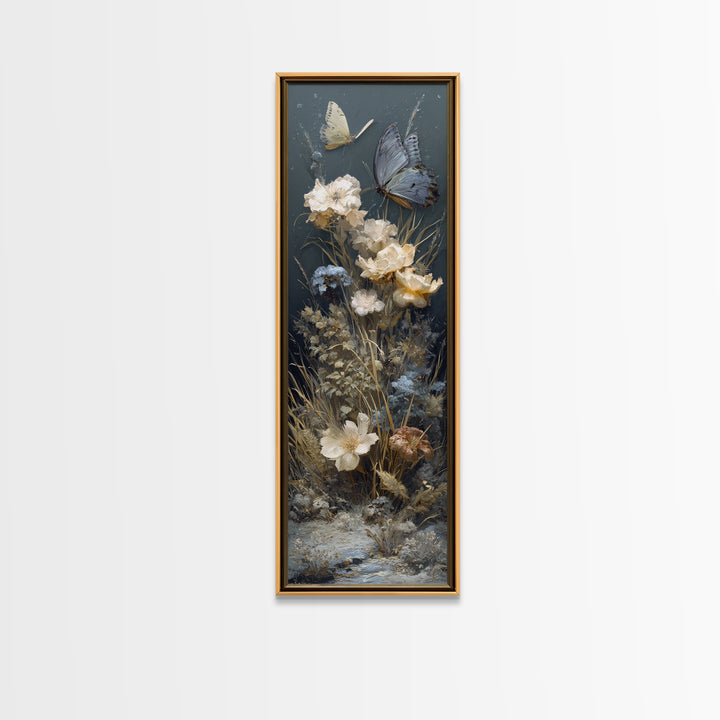 Garden Butterfly and Flowers Specimen Study Canvas Print, Guest Bedroom Art, New Home Gift, Bedroom Decor, Fine Art, Guest, GBA-1x3-11