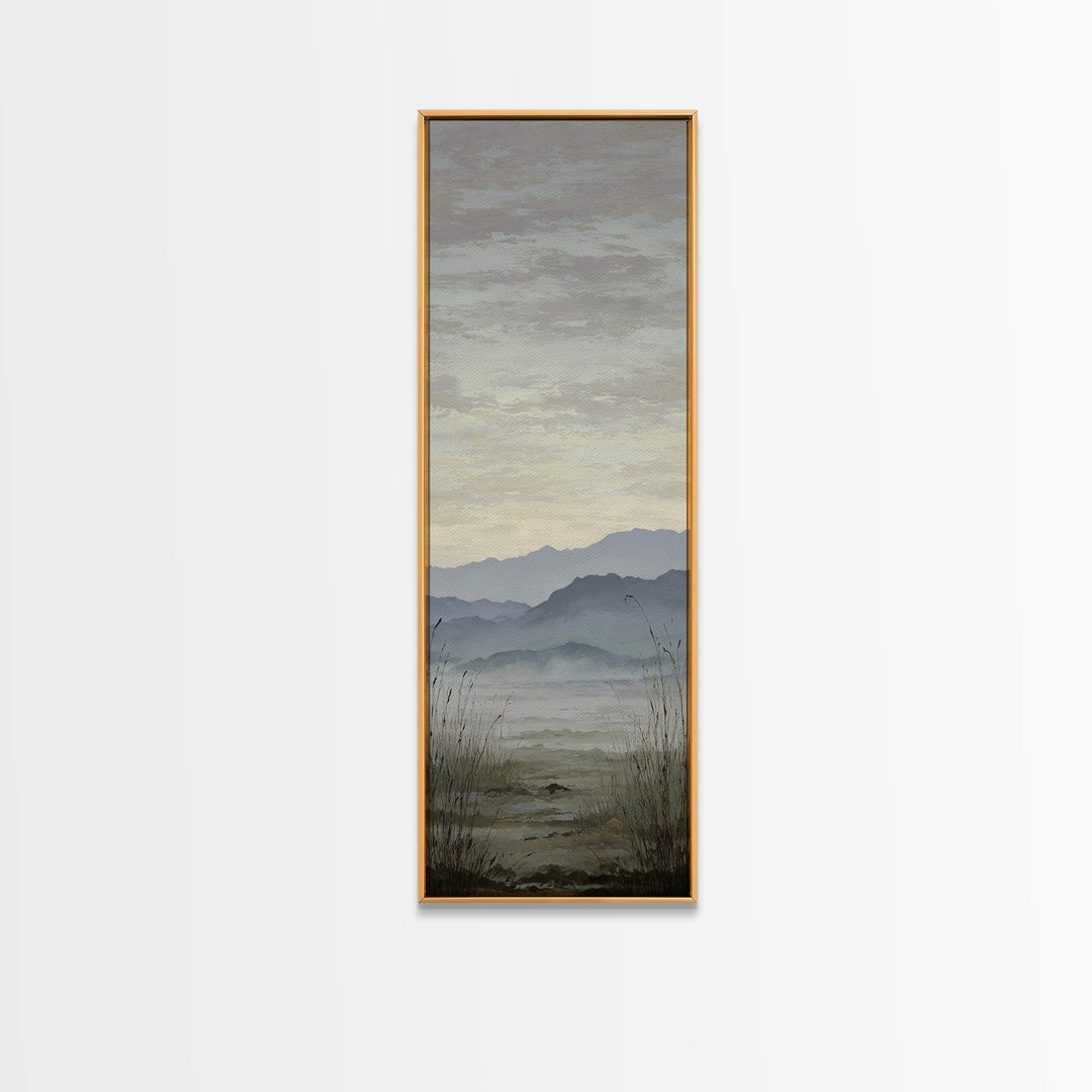 Soft Mountain Horizon Framed Canvas Print, Guest Bedroom Art, Poster, Bedroom Decor, Oil Painting, Guest, Farmhouse Decor, GBA-1x3-19