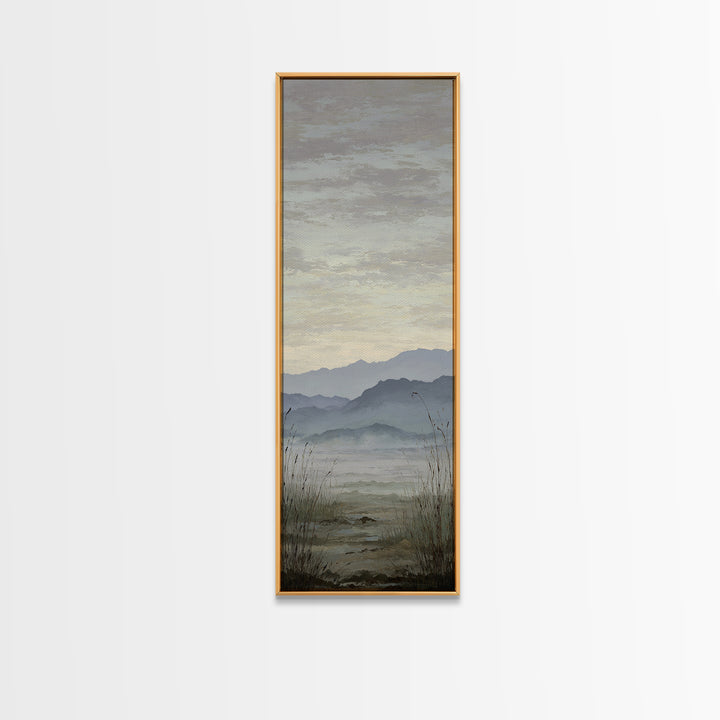 Soft Mountain Horizon Framed Canvas Print, Guest Bedroom Art, Poster, Bedroom Decor, Oil Painting, Guest, Farmhouse Decor, GBA-1x3-19