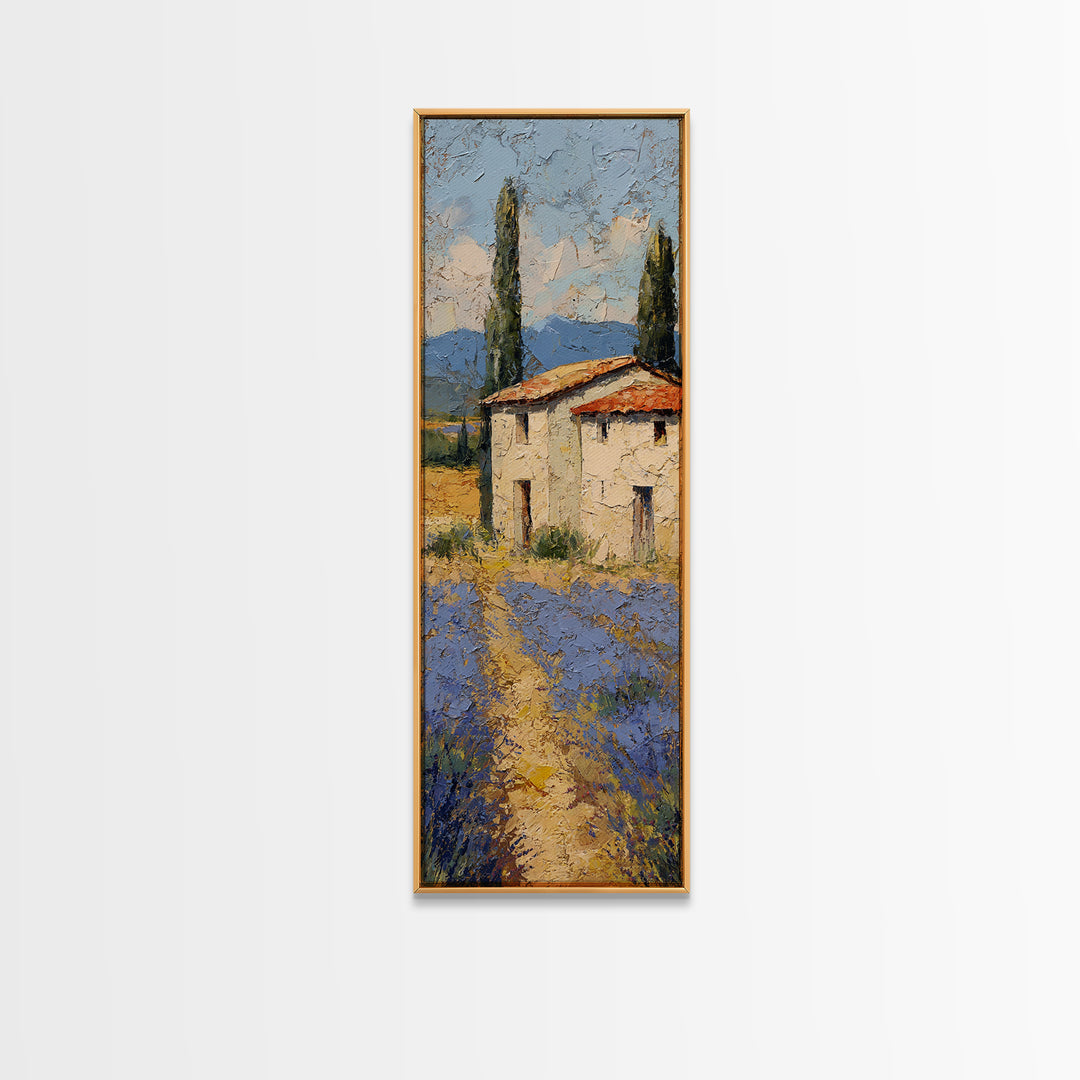 Lavender Field under Pale Sky Framed Canvas Print, Guest Bedroom Art, Prints, Bedroom Decor, Watercolor Art, Guest 331, GBA-1x3-31