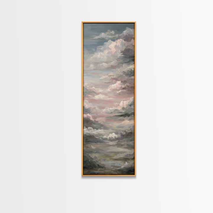 Romantic Cloudscape in Blush and Ivory Framed Canvas Print, Guest Bedroom Art, Wall Art Prints, Bedroom Decor, Fine Art, Guest, GBA-1x3-47