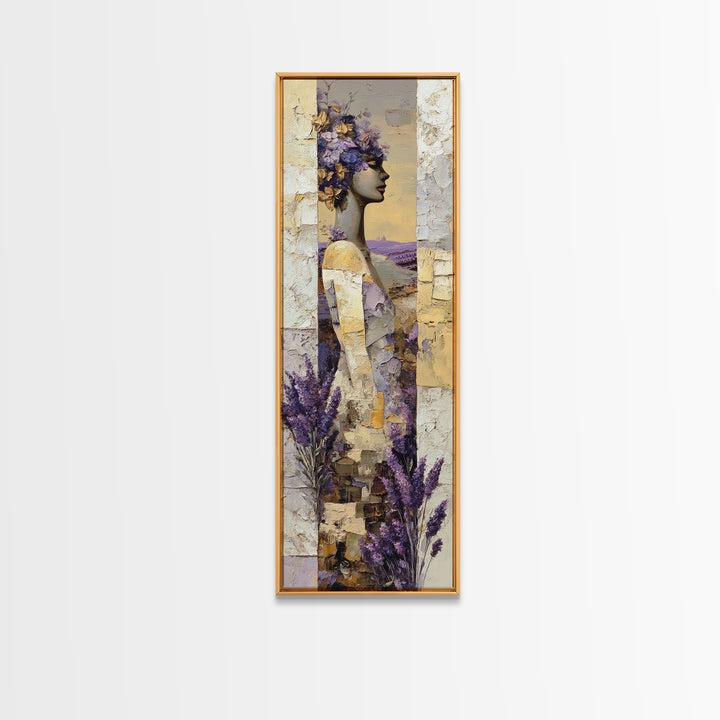 Lavender Field under Pale Sky Canvas Print, Guest Bedroom Art, Bedroom Decor, Oil Painting, Guest, Above Bed Decor, GBA-1x3-55