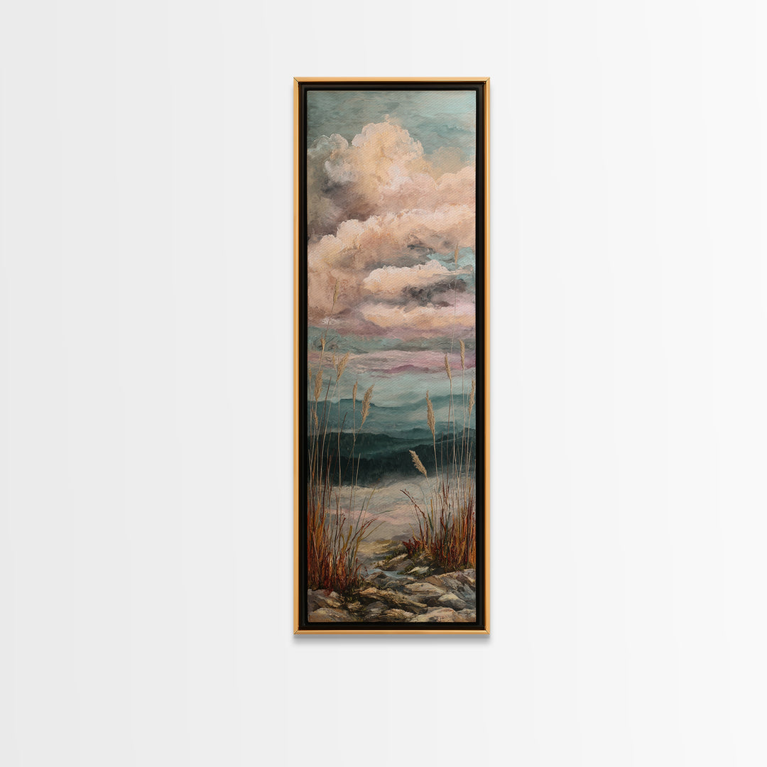 Romantic Cloudscape in Blush and Ivory Framed Canvas Print, Guest Bedroom Art, Bedroom Wall Decor, Bedroom Decor, Guest, GBA-1x3-71