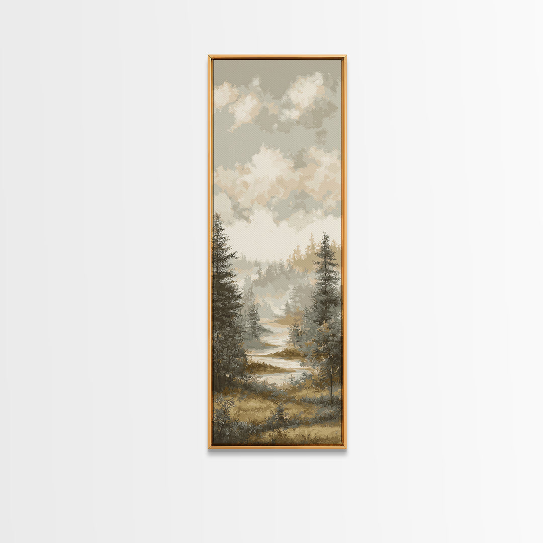 Monochrome Forest Silhouette Canvas Print, Guest Bedroom Art, Prints, Bedroom Decor, Oil Painting, Guest 373, Set of Wall Art, GBA-1x3-73