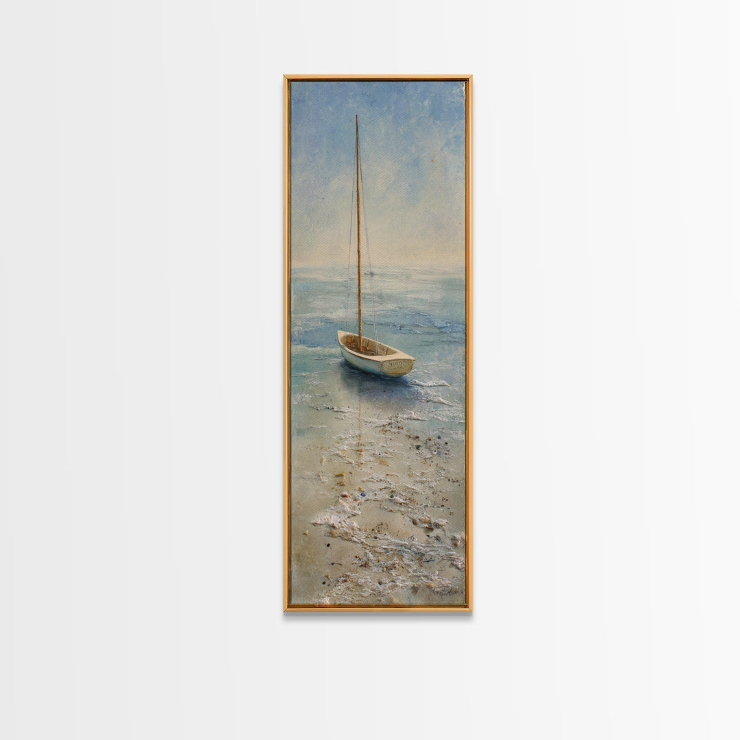 Soft Watercolor Sailboat on Quiet Water Canvas Print, Guest Bedroom Art, Bedroom Prints, Bedroom Decor, Fine Art, Guest, GBA-1x3-78