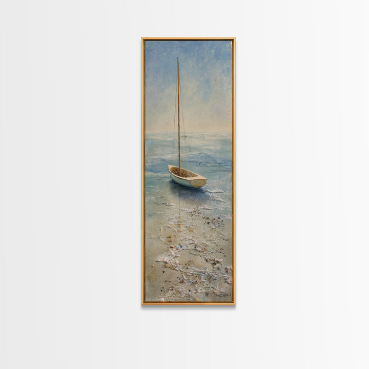 Soft Watercolor Sailboat on Quiet Water Canvas Print, Guest Bedroom Art, Bedroom Prints, Bedroom Decor, Fine Art, Guest, GBA-1x3-78
