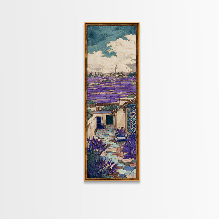Lavender Field under Pale Sky Framed Canvas Print, Guest Bedroom Art, Pink Wall Art, Bedroom Decor, Fine Art, Guest, New Home, GBA-1x3-79