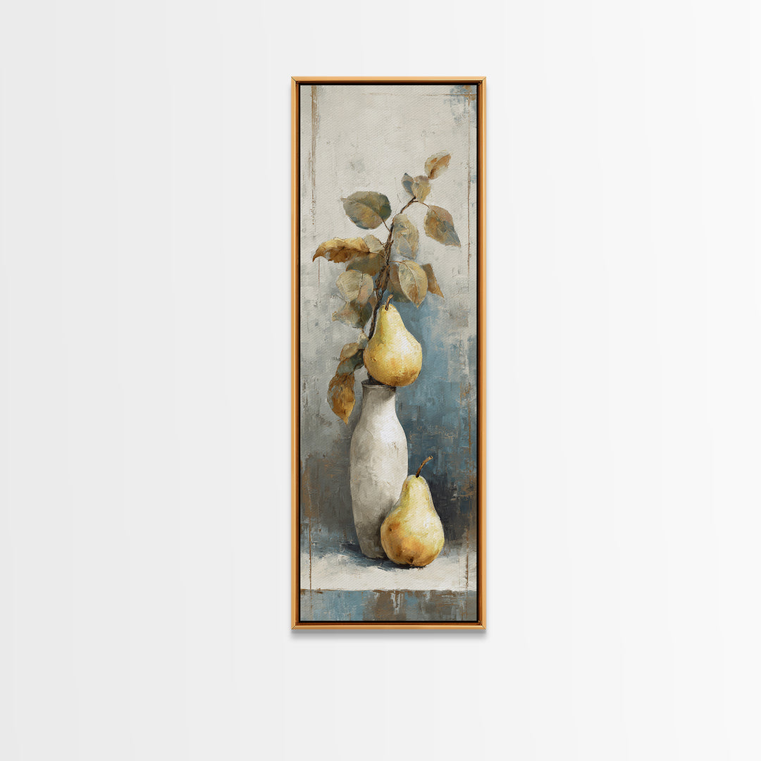 Classic Pear Still Life for Cozy Hospitality Framed Canvas Print, Guest Bedroom Art, Statement Artwork, Bedroom Decor, Guest, GBA-1x3-8