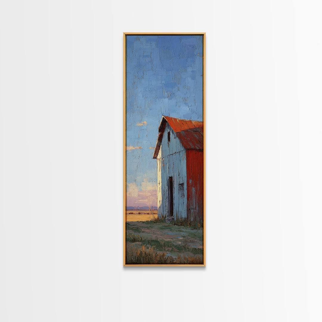 Quiet Horse Pasture at Sunset Canvas Print, Guest Bedroom Art, New Home Gift, Bedroom Decor, Guest, Minimalist Wall Art, GBA-1x3-81