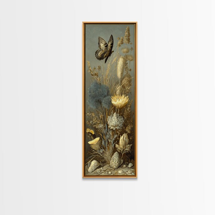 Garden Butterfly and Flowers Specimen Study Canvas Print, Guest Bedroom Art, Set of 3 Wall Art, Bedroom Decor, Guest, GBA-1x3-83