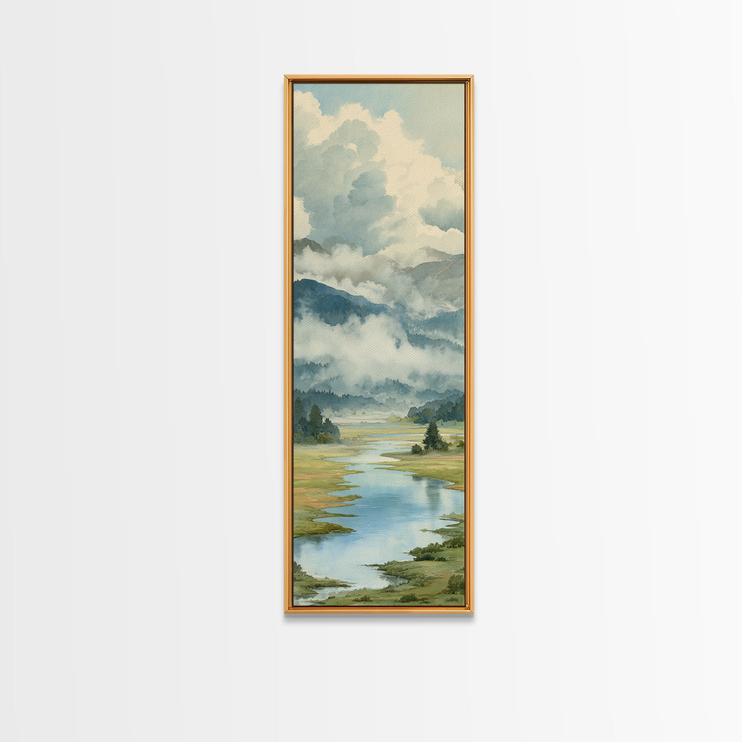 Quiet Lake Landscape at Early Morning Canvas Print, Guest Bedroom Art, Luxury Decor, Bedroom Decor, Fine Art, Guest, Home, GBA-1x3-86