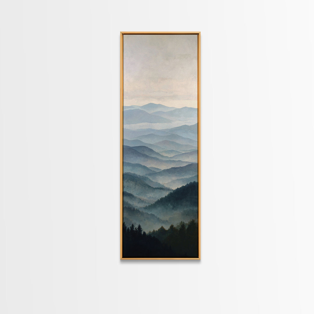 Soft Mountain Horizon Framed Canvas Print, Guest Bedroom Art, Minimalist Wall Art, Bedroom Decor, Fine Art, Guest, Luxury Decor, GBA-1x3-91