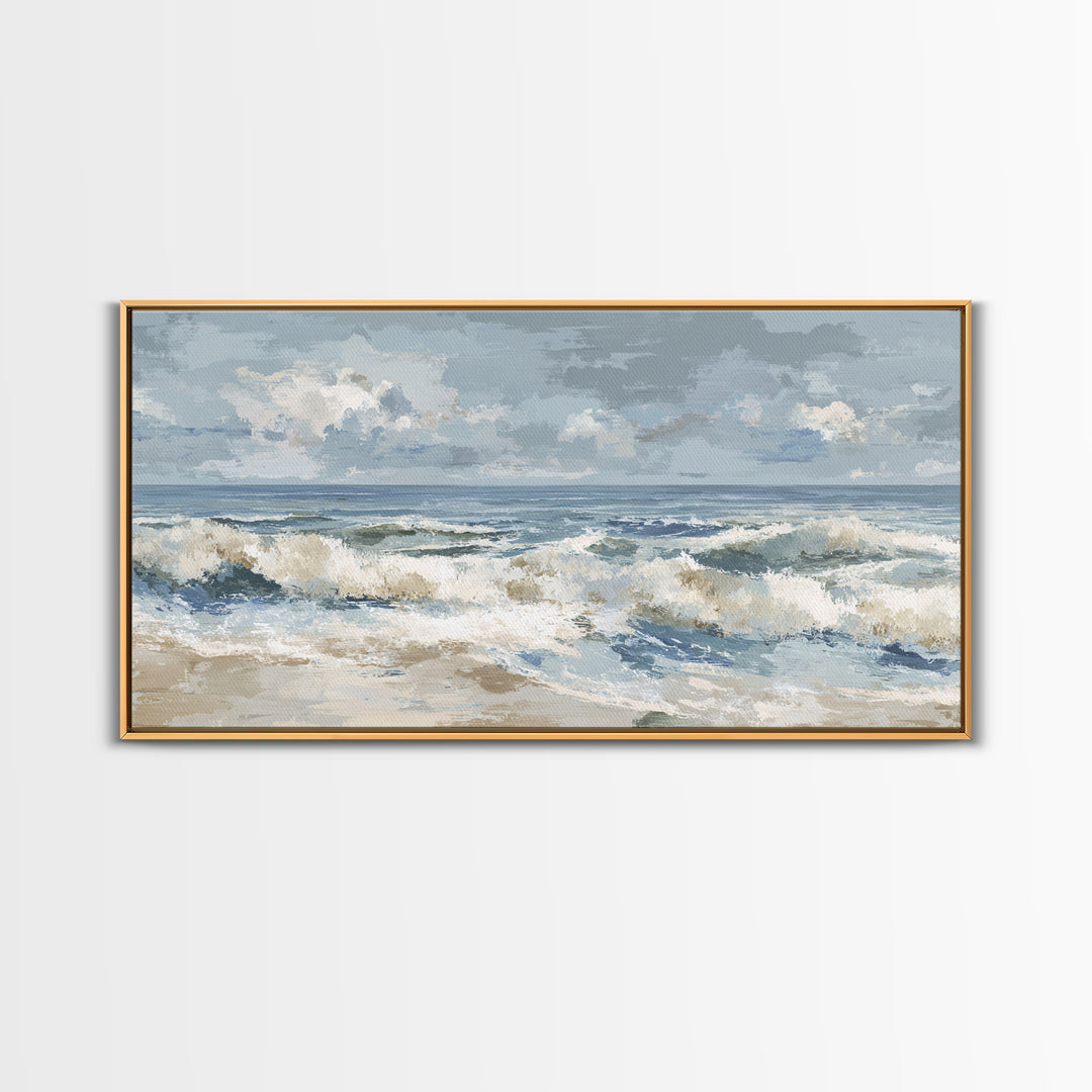 Coastal Dunes in Pale Blue and Sand Framed Canvas Print, Guest Bedroom Art, Home Decor, Bedroom Decor, Fine Art, Guest, GBA-2x1-1