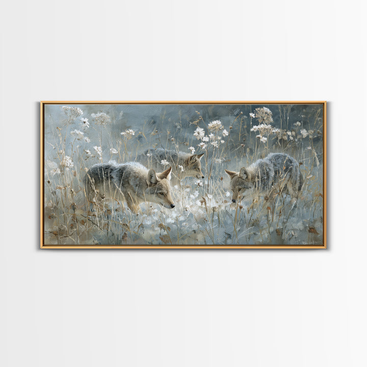 Sunlit Meadow with Delicate Flowers Framed Canvas Print, Guest Bedroom Art, Living Room Wall Art, Bedroom Decor, Guest, GBA-2x1-11