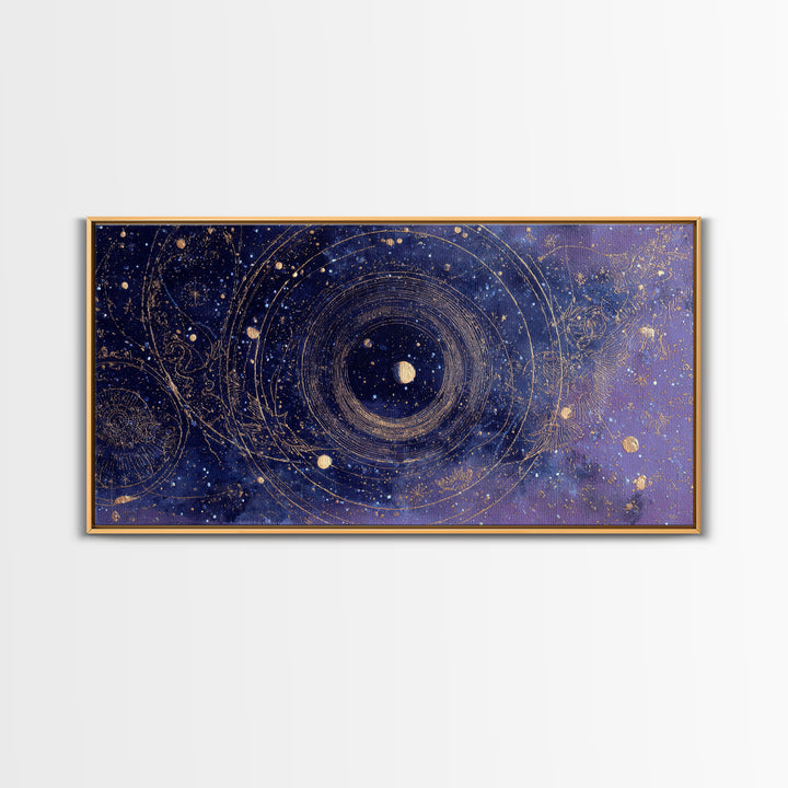 Minimal Moon and Stars Composition Framed Canvas Print, Guest Bedroom Art, Art Print, Bedroom Decor, Fine Art, Guest, GBA-2x1-12