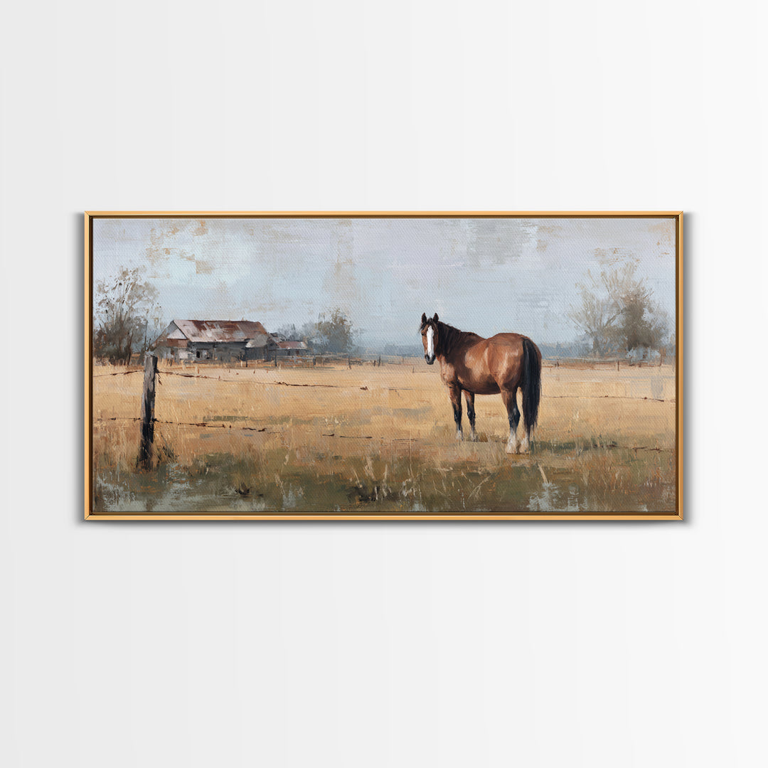Quiet Horse Pasture at Sunset Canvas Print, Guest Bedroom Art, Contemporary Art, Bedroom Decor, Fine Art, Guest, Digital Print, GBA-2x1-17